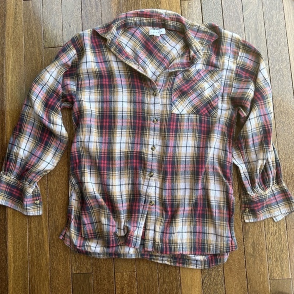 Topshop Flannel Button Down - 100% Cotton (0-2, XS)